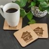 home-sweet-home Engraved Hardwood Coaster Set